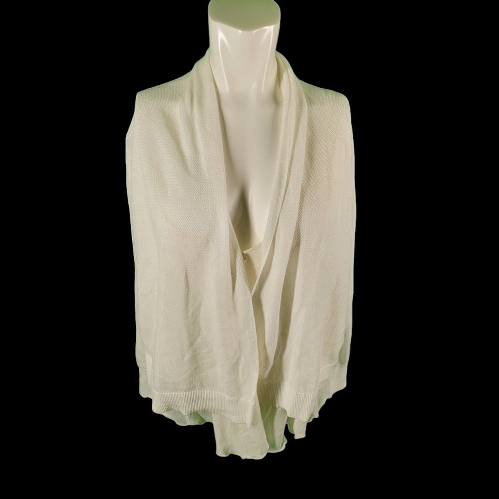 Margaret O'Leary Cardigan Shawl Collar Dolman Sleeve Cardigan Cotton White M/L